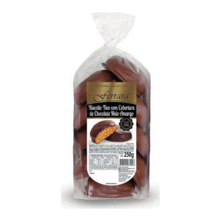 Biscoito Fino com Cobertura de Chocolate Meio Amargo